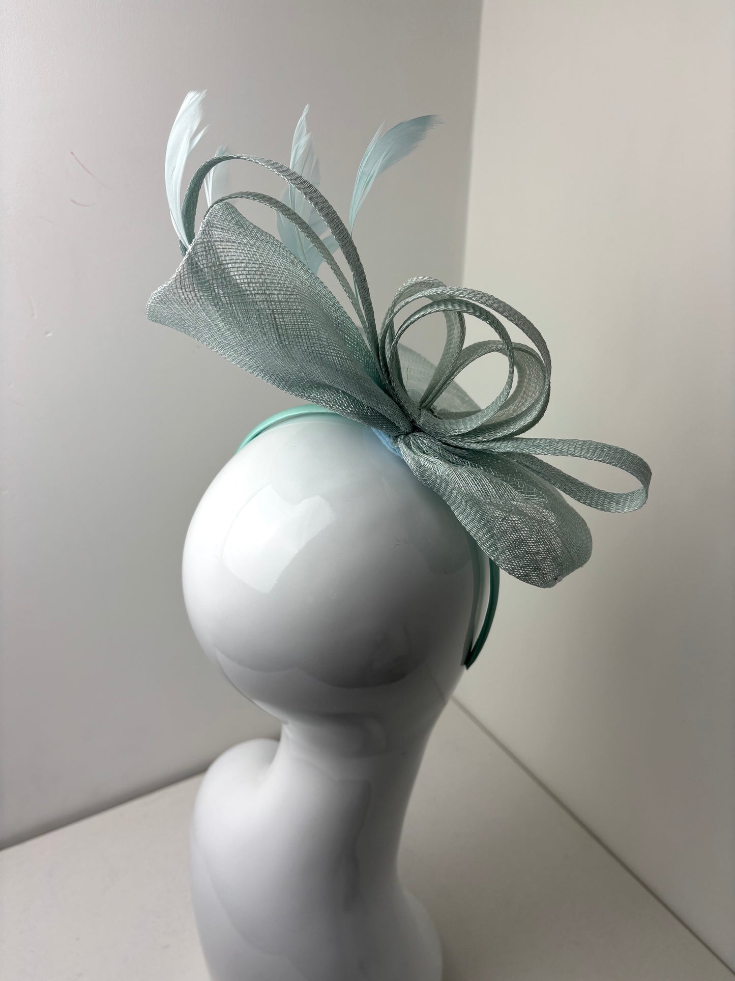 Luna Ice Blue Sinamay Disc Fascinator