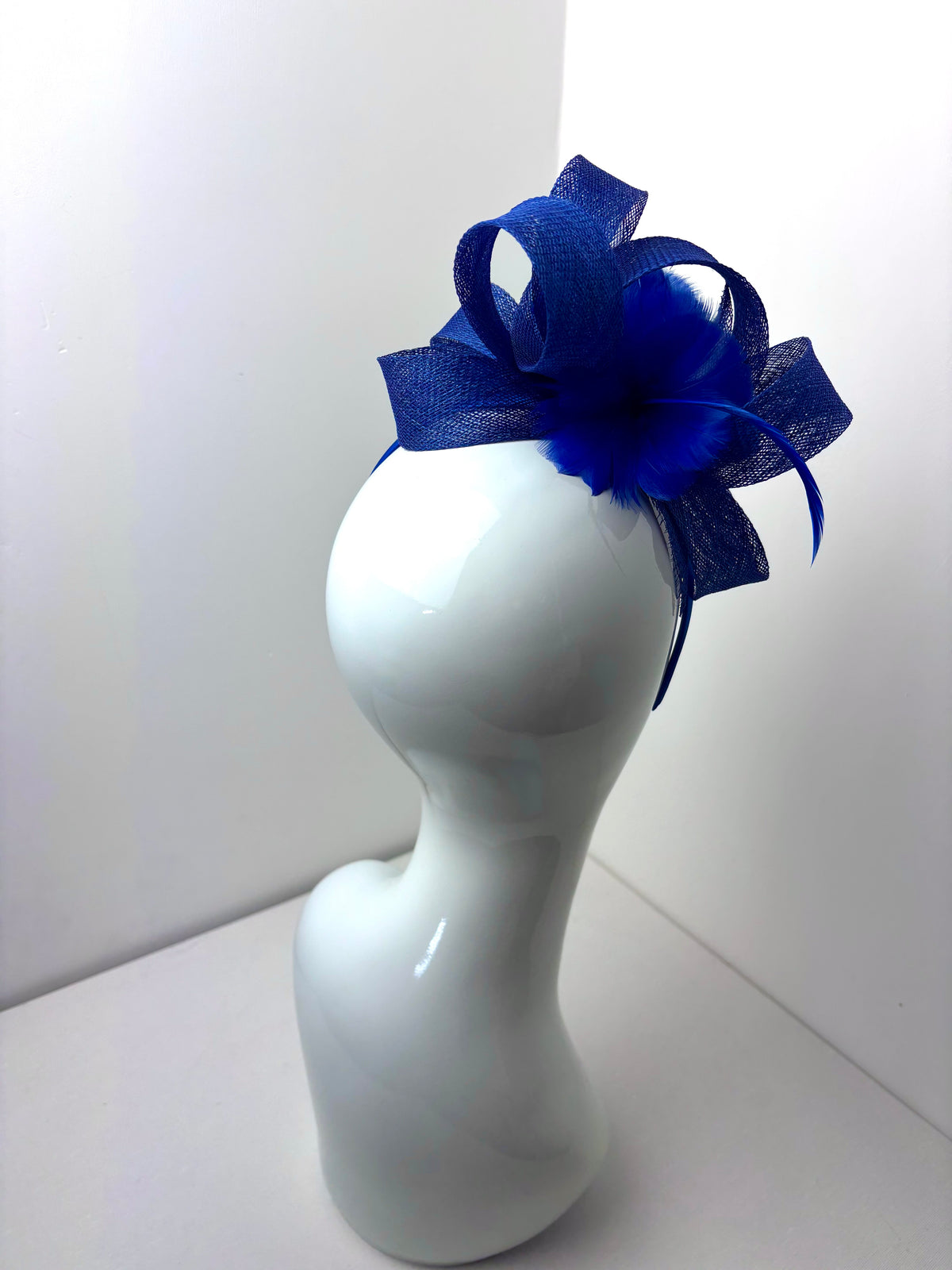 Bespoke Deep Royal Blue Feather Fascinator