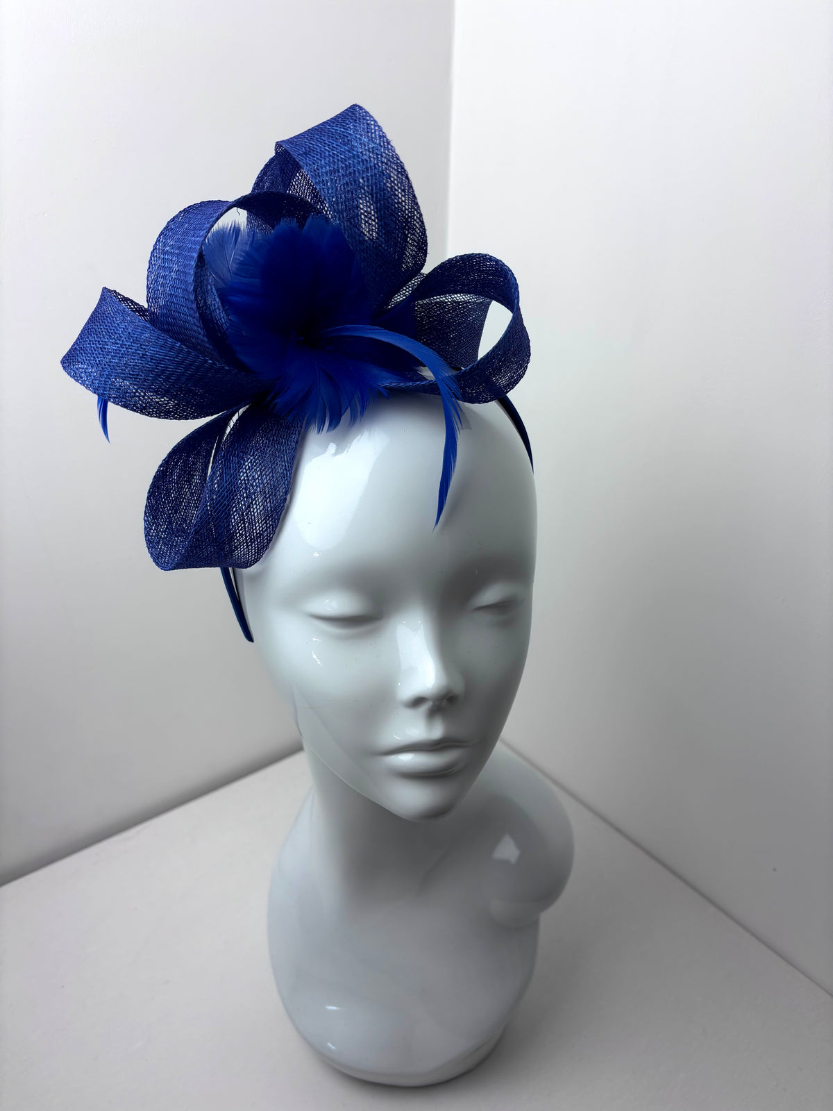 Bespoke Deep Royal Blue Feather Fascinator