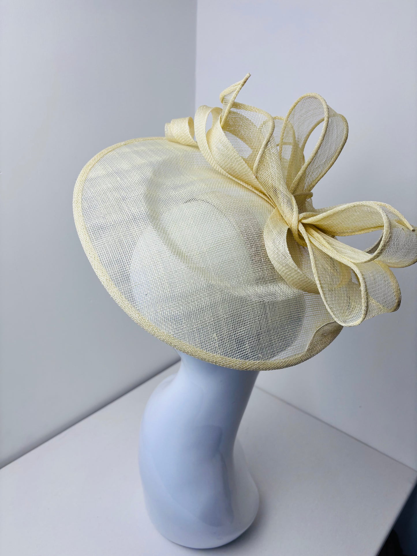 The Belsay Butter Yellow Sinamay Fascinator