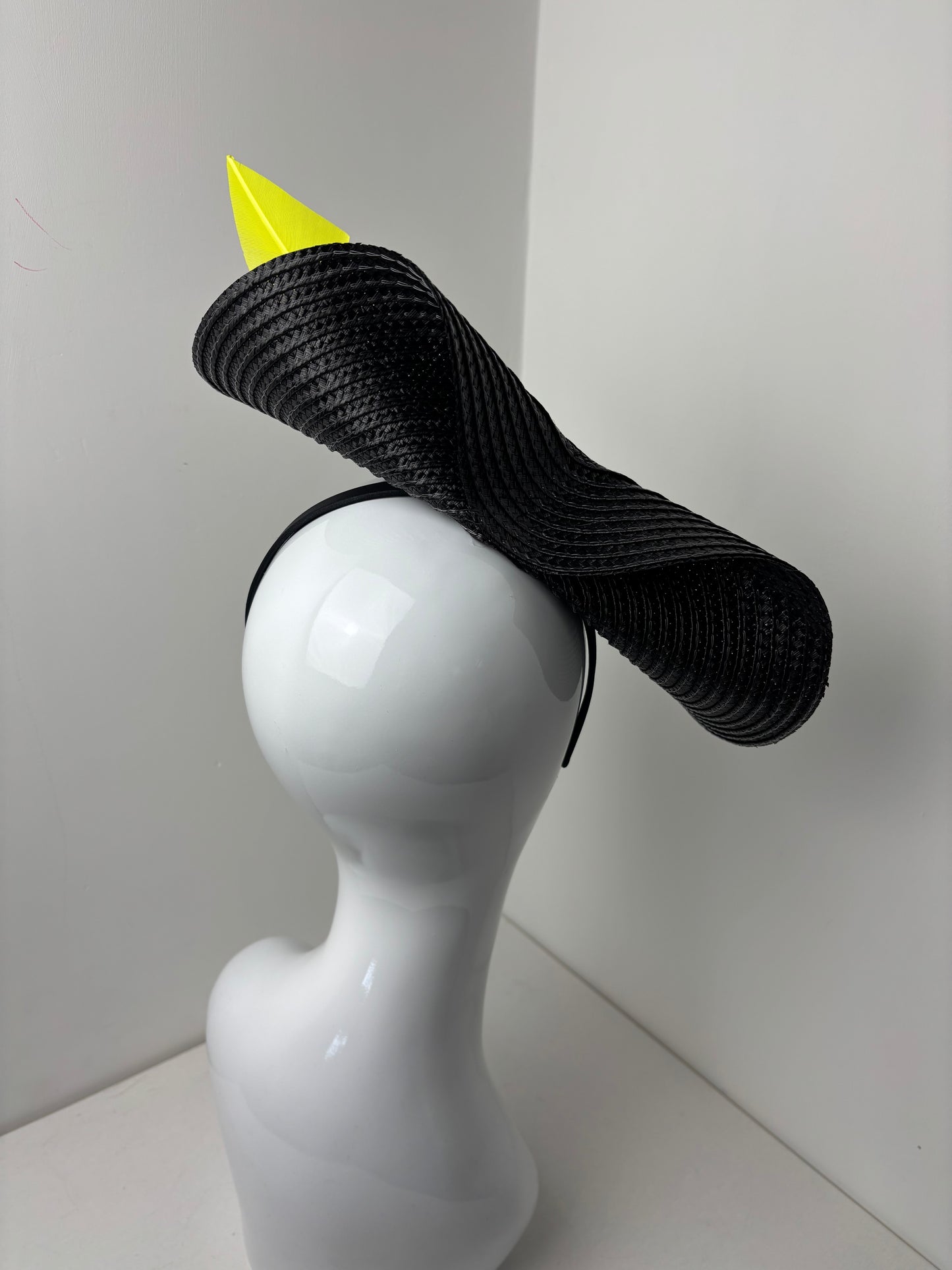 Bespoke Black & Neon Lemon Fascinator
