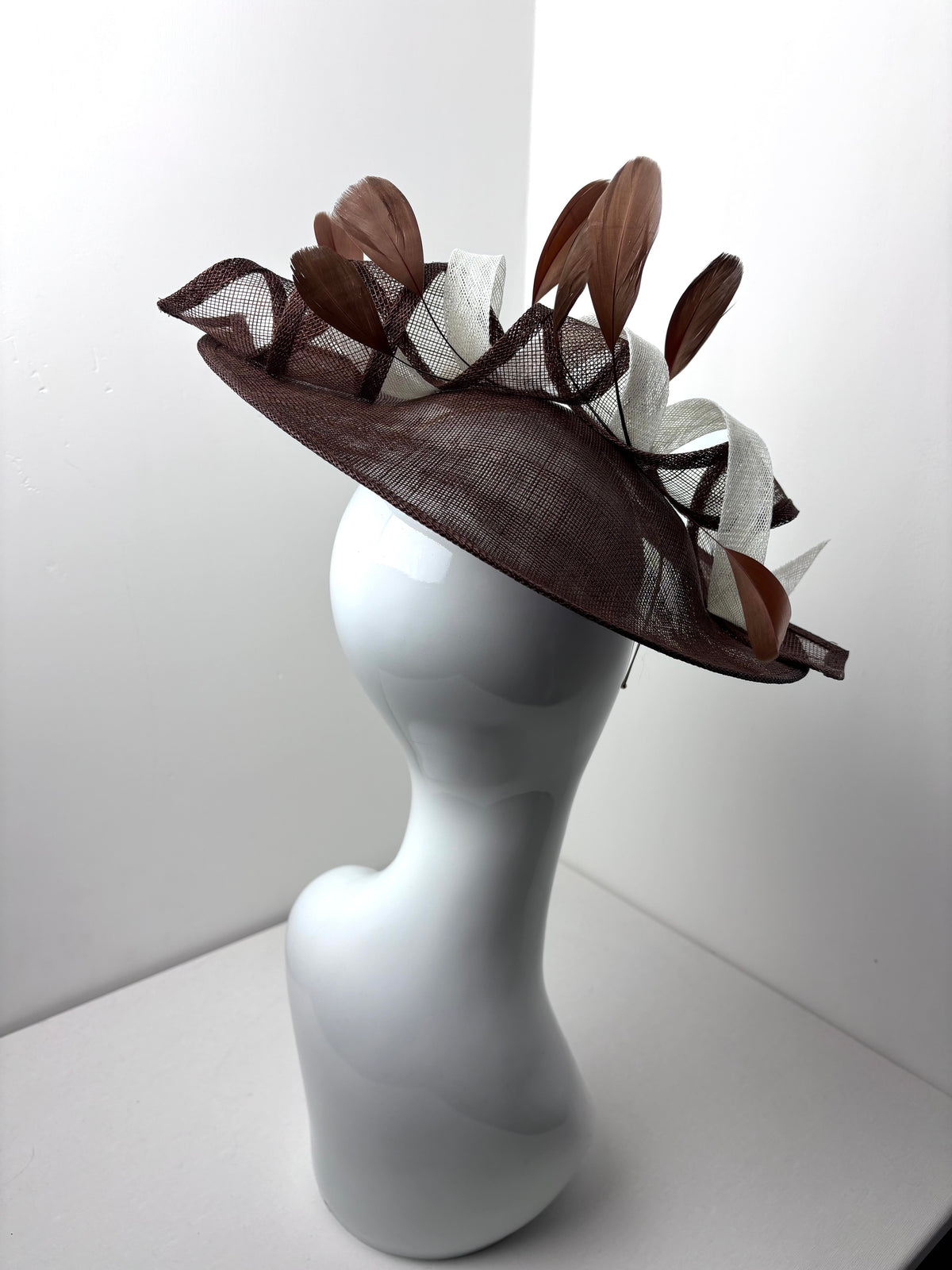 Bespoke Chocolate Brown & Ivory Sculptural Fascinator
