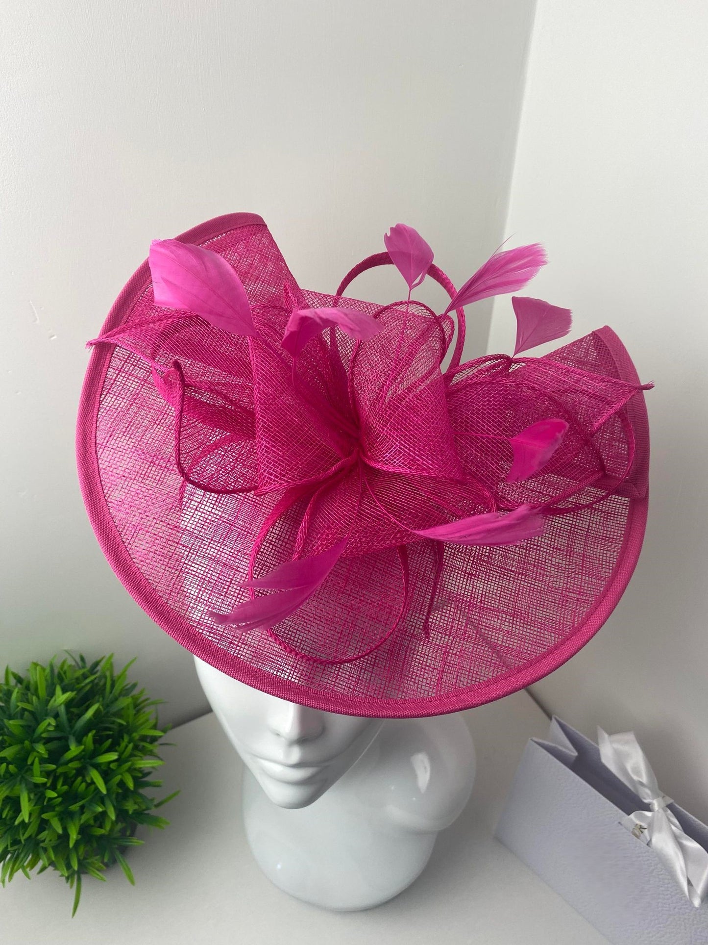 Clarence Sinamay Hot Pink Fascinator