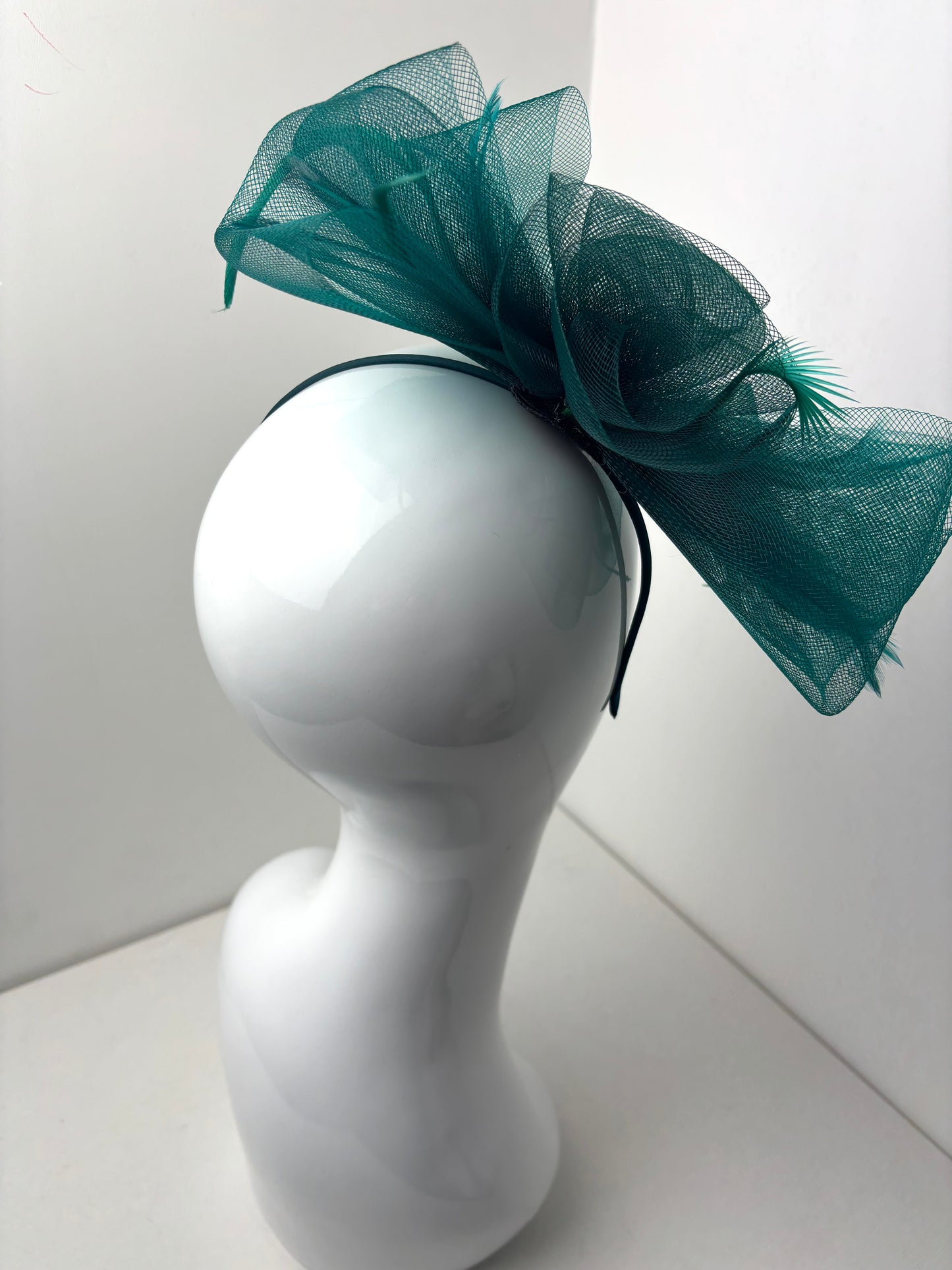 Celine Teal Bow Feather Fascinator
