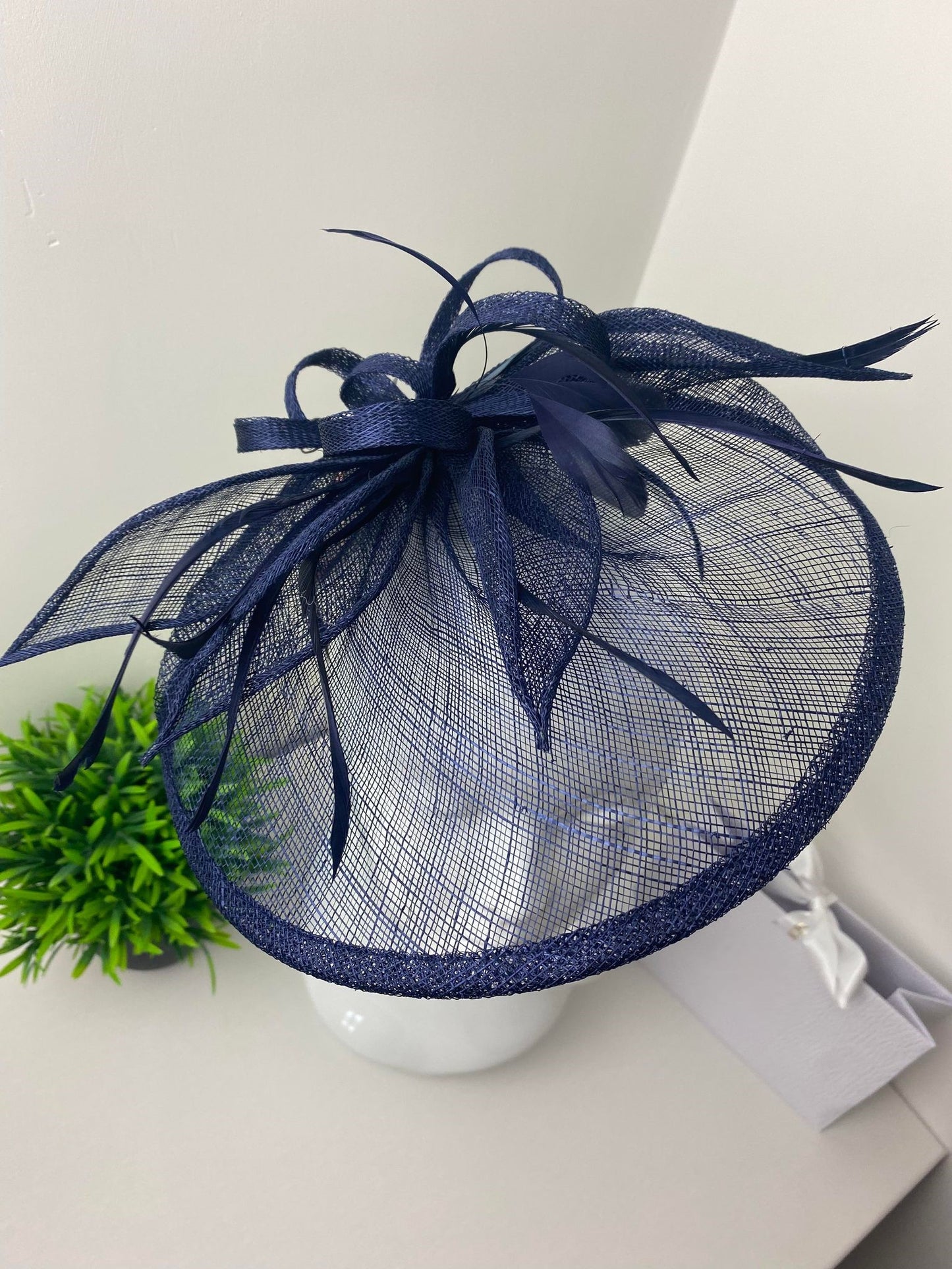 Navy Oval Disc Fascinator
