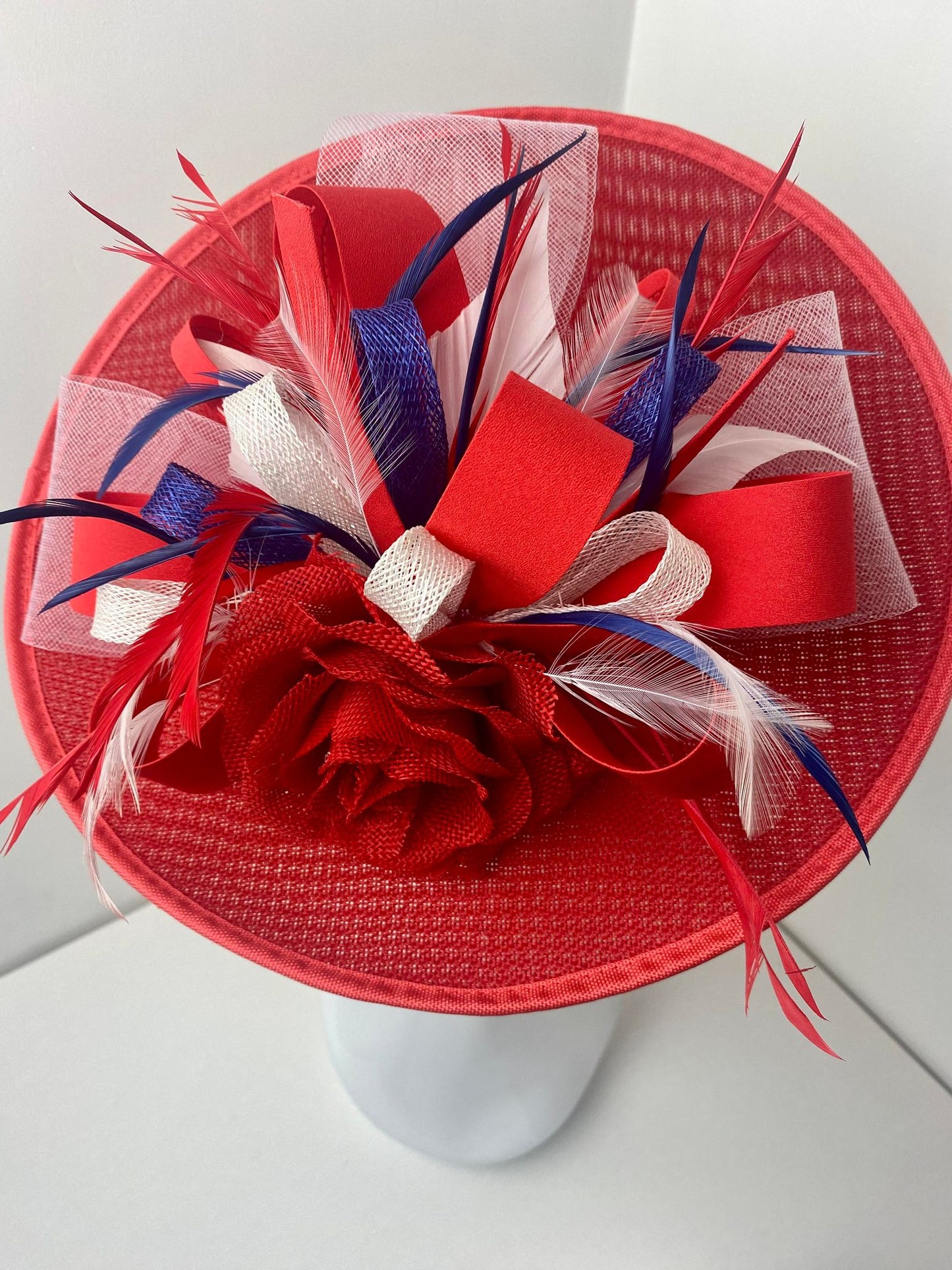 Bespoke Multi Colored Red Round Fascinator