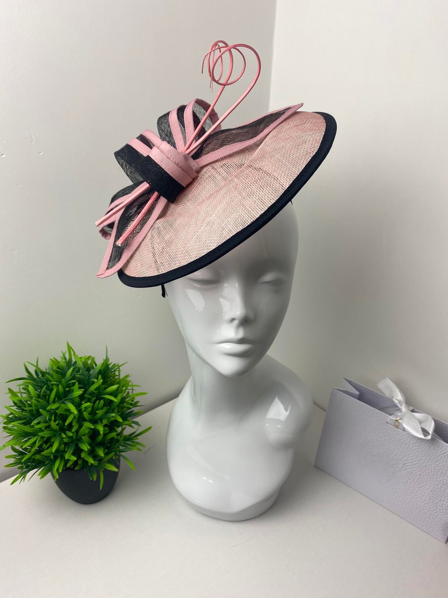 Blush Pink and Black Disc Fascinator