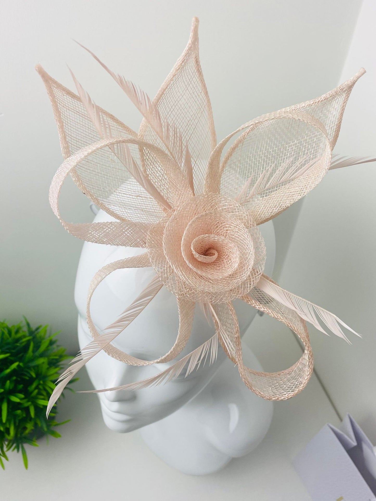 Pale Pink Sinamay Floral Fascinator