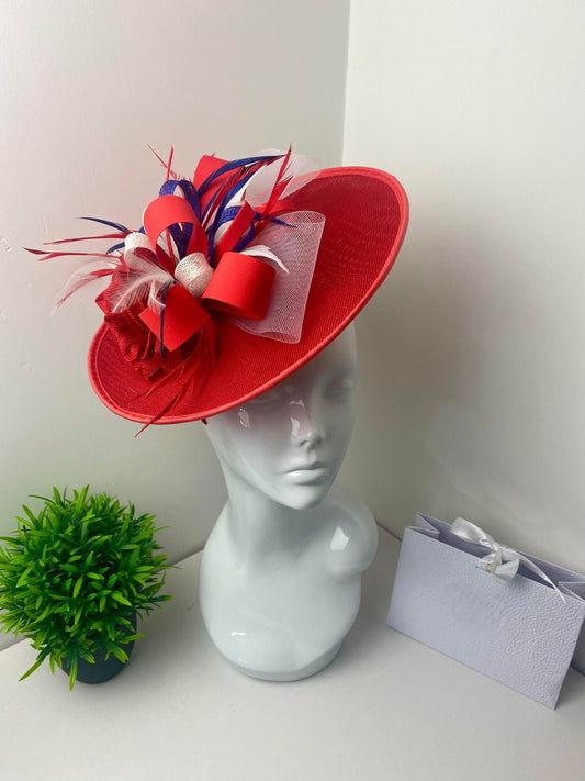 Bespoke Multi Colored Red Round Fascinator