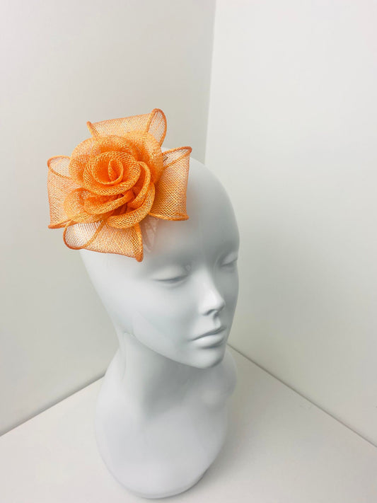 Small Floral Orange Fascinator Clip
