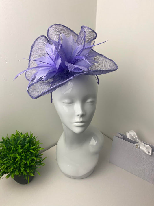 Floral Burst Feather Purple Fascinator