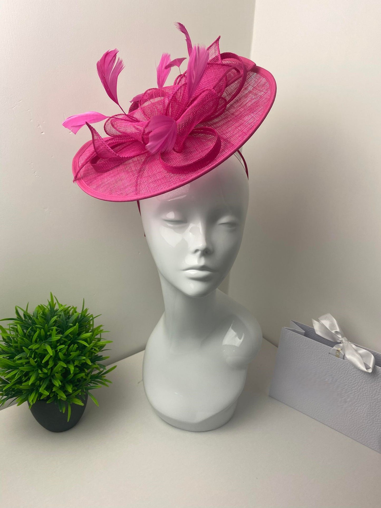Clarence Sinamay Hot Pink Fascinator