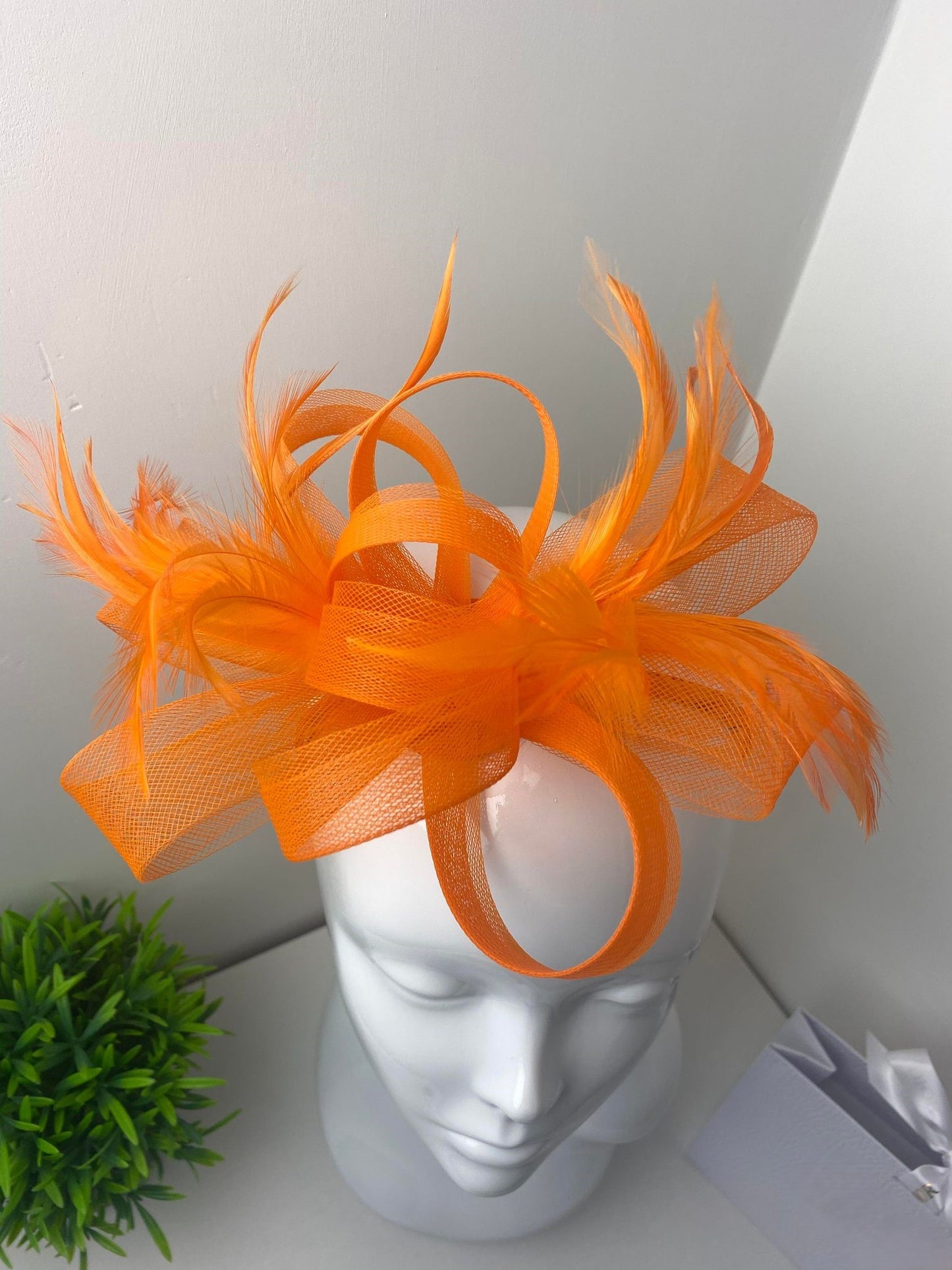 Orange Feather Loop Fascinator