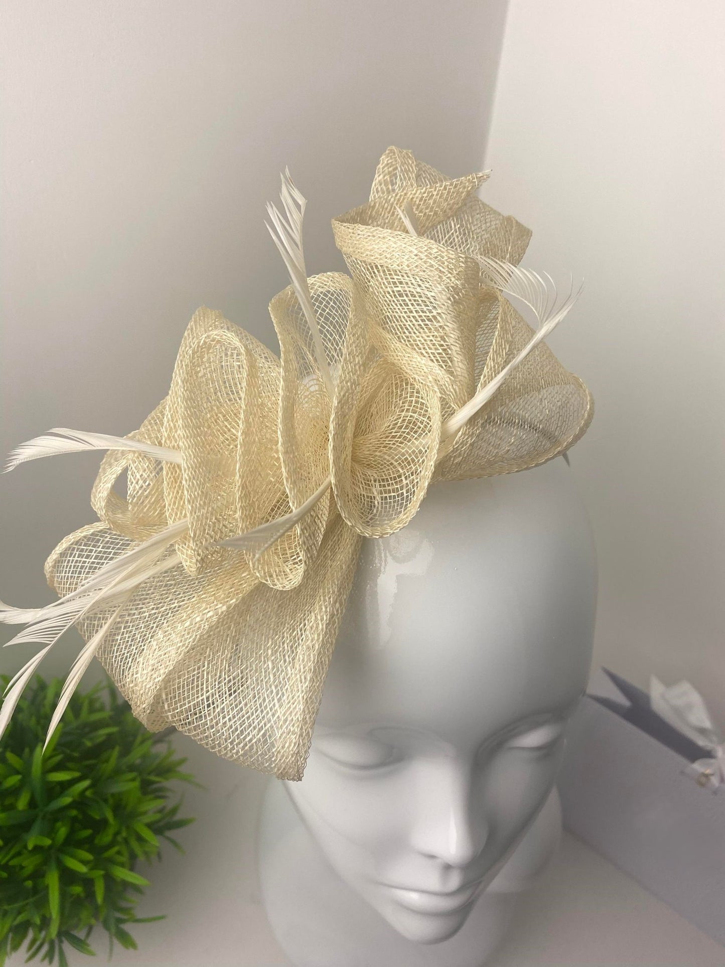 Cream Sinamay Ruffle Fascinator