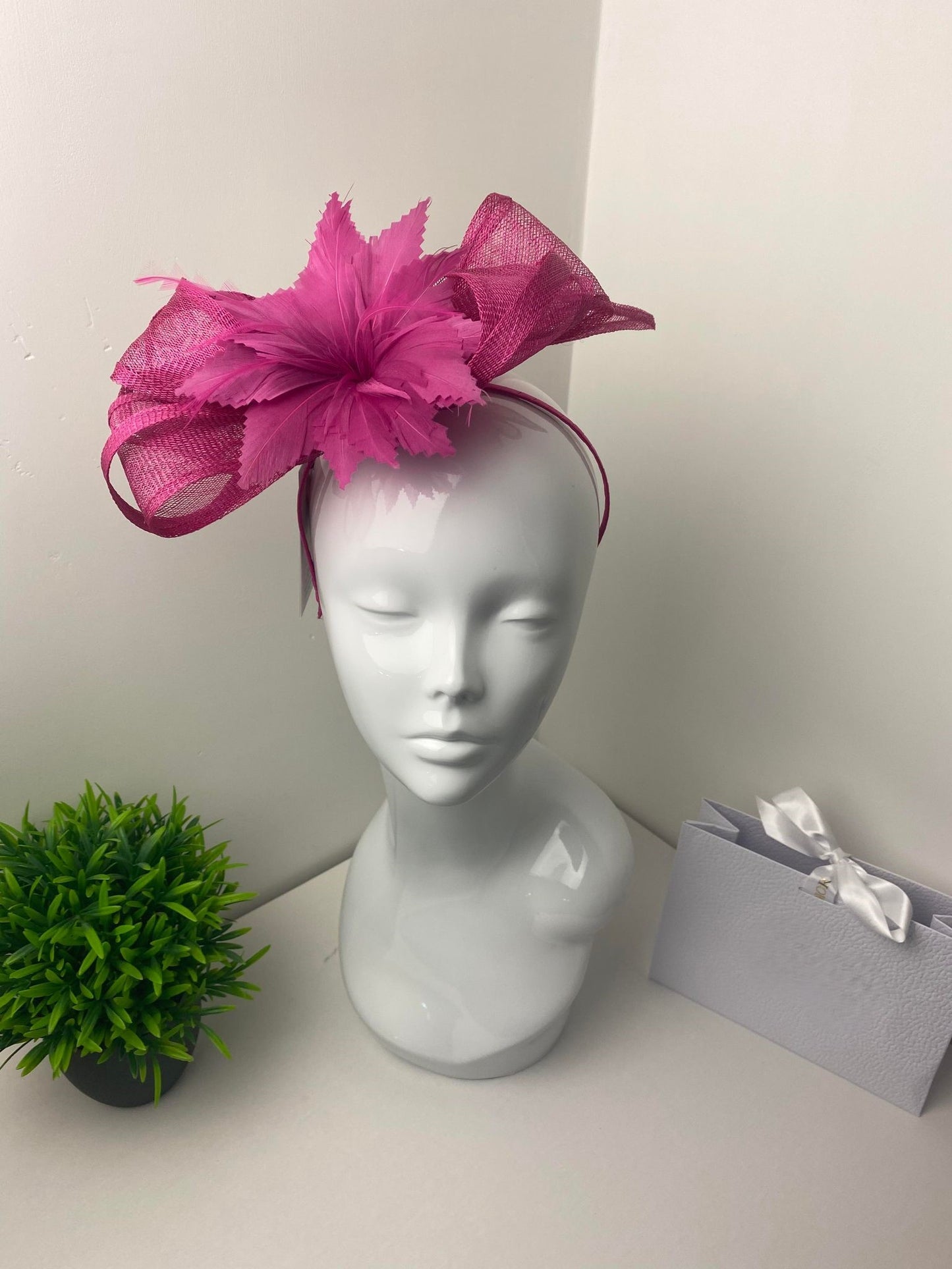 Pink Sinamay Bow Floral Fascinator