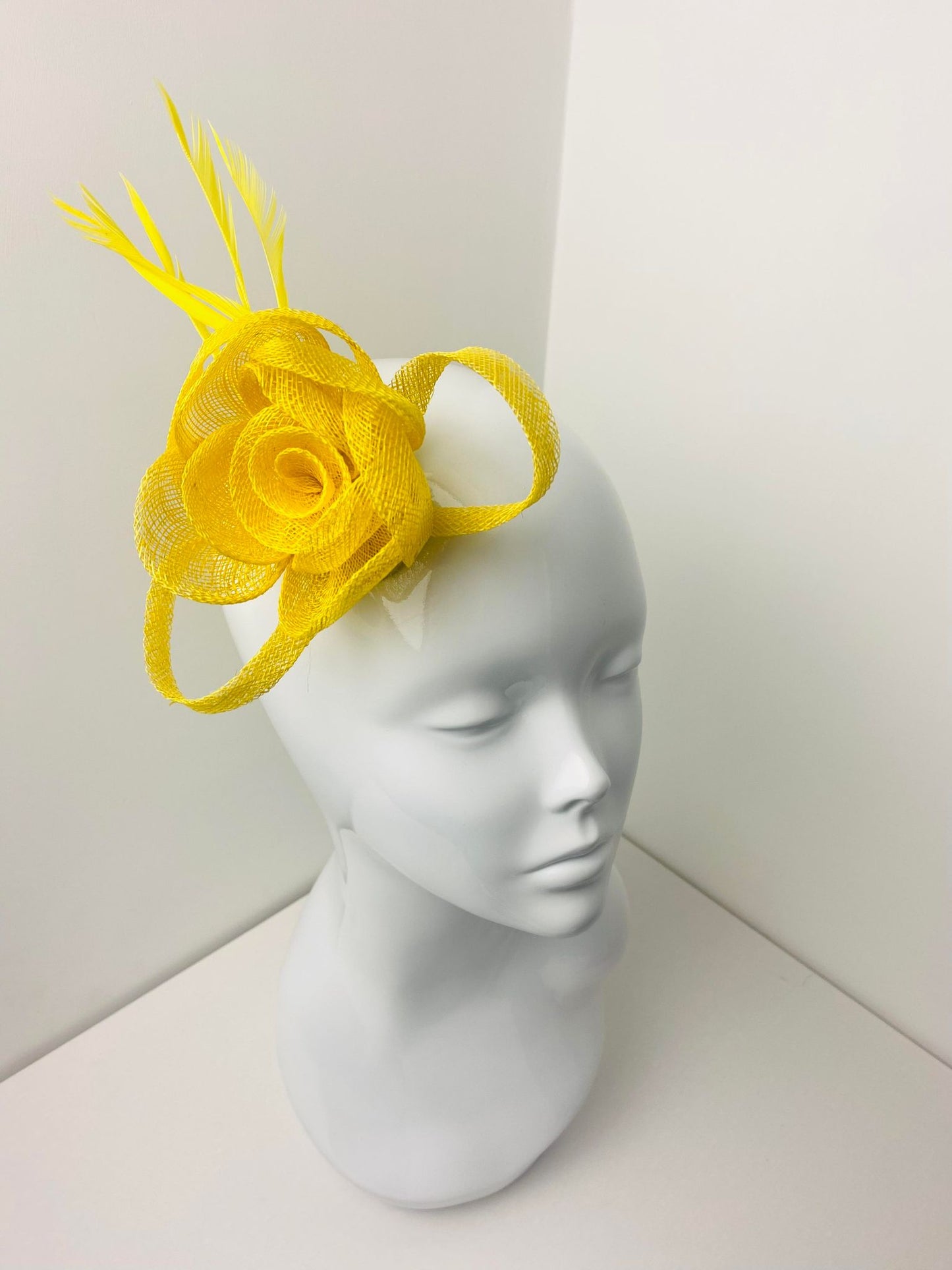 Yellow Floral Sinamay Clip Fascinator