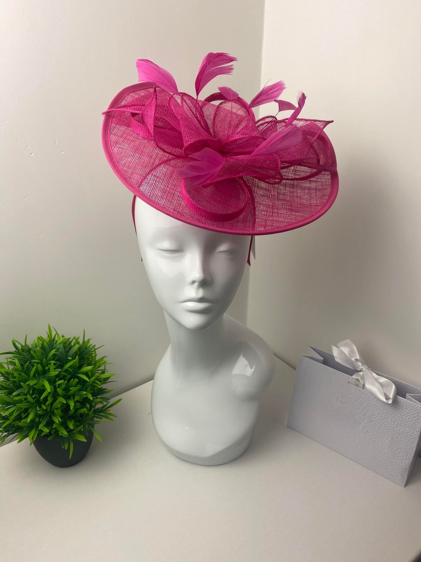 Clarence Sinamay Hot Pink Fascinator