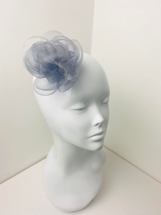 Grey Small Floral Clip Fascinator