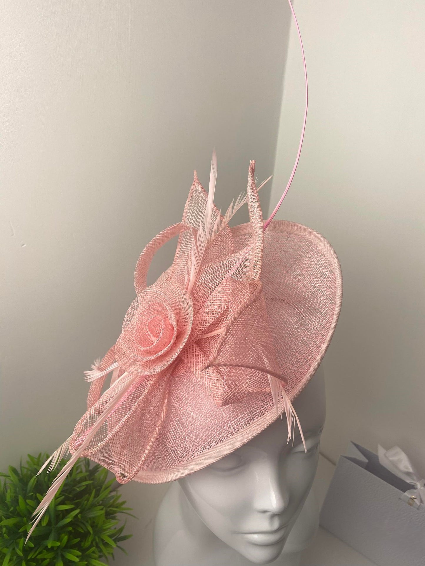 Pink Oval Floral Quill Fascinator