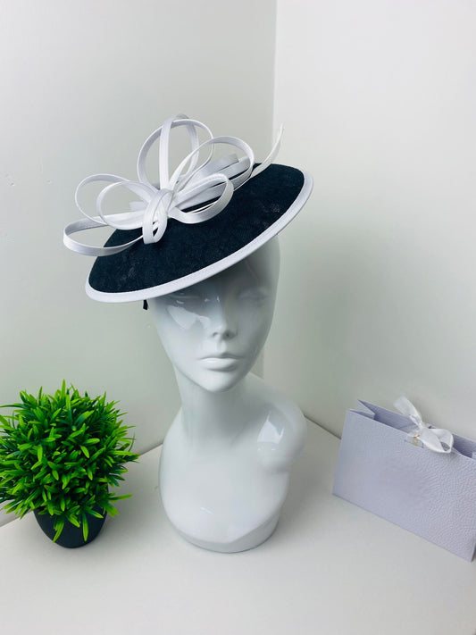Black and White Lace Disc Fascinator