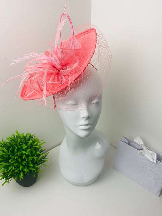 Bubblegum Pink Crin Veil Fascinator
