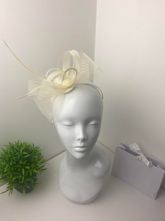 Cream Loop Feather Fascinator