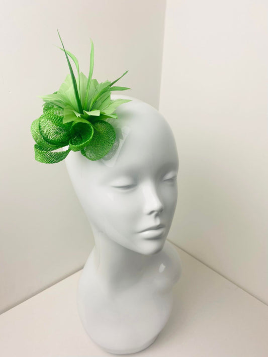Green Small Floral Fascinator/ Clip