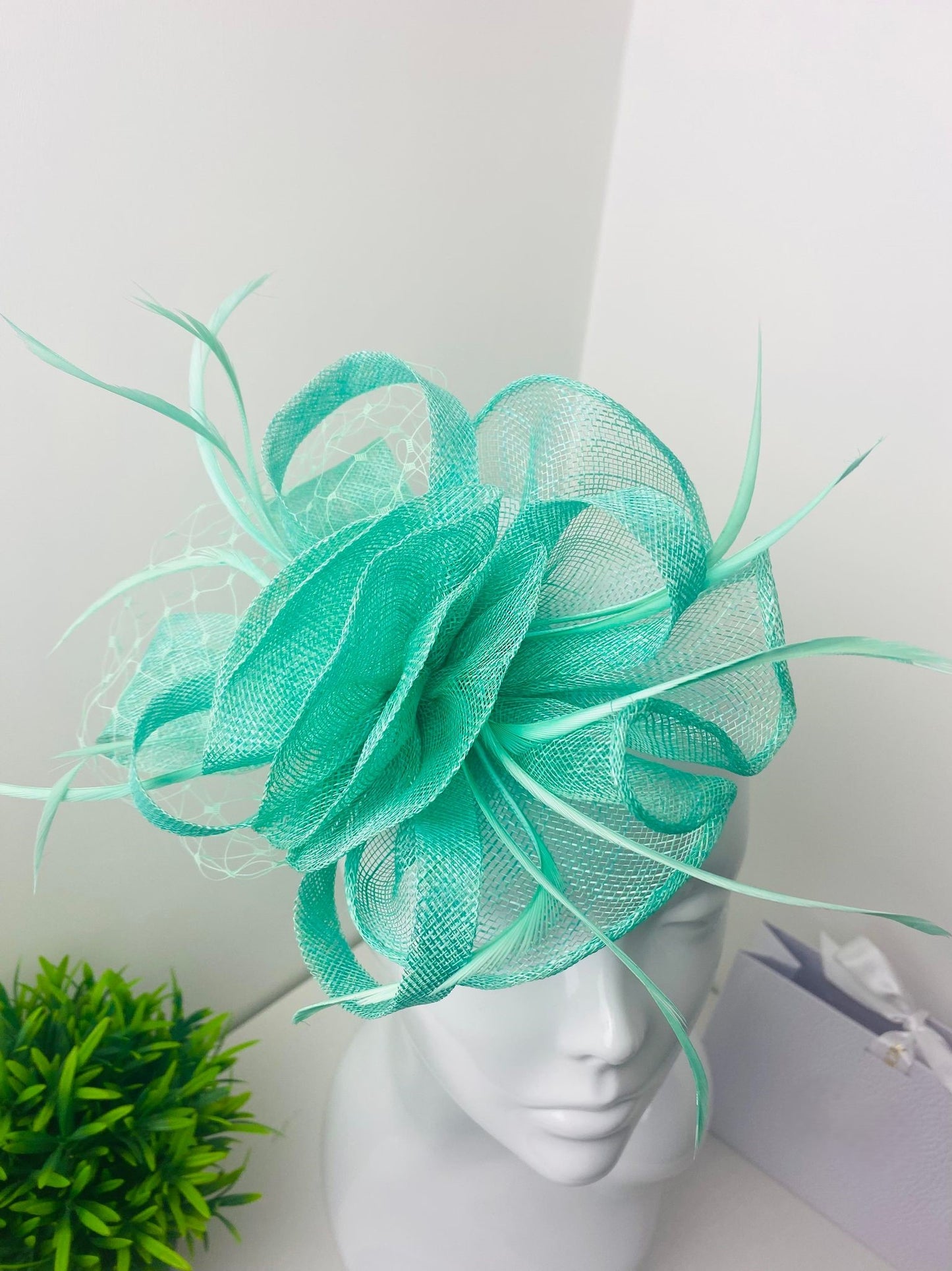 Mint Green Ruffle Comb Fascinator