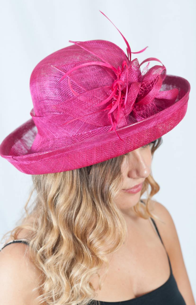Fuchsia Sinamay Pink Occasion Hat
