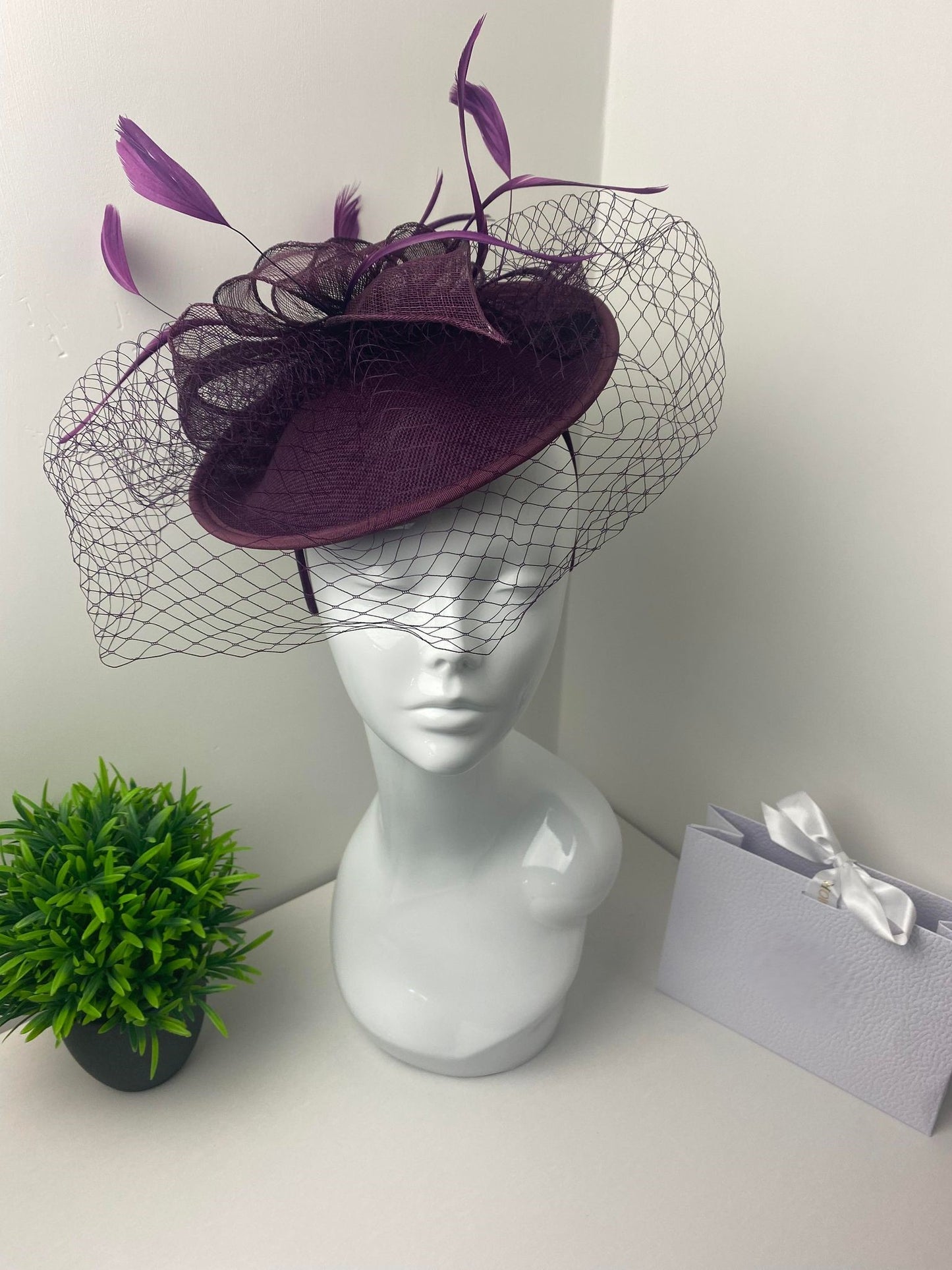 Large Plum Disc Fascinator