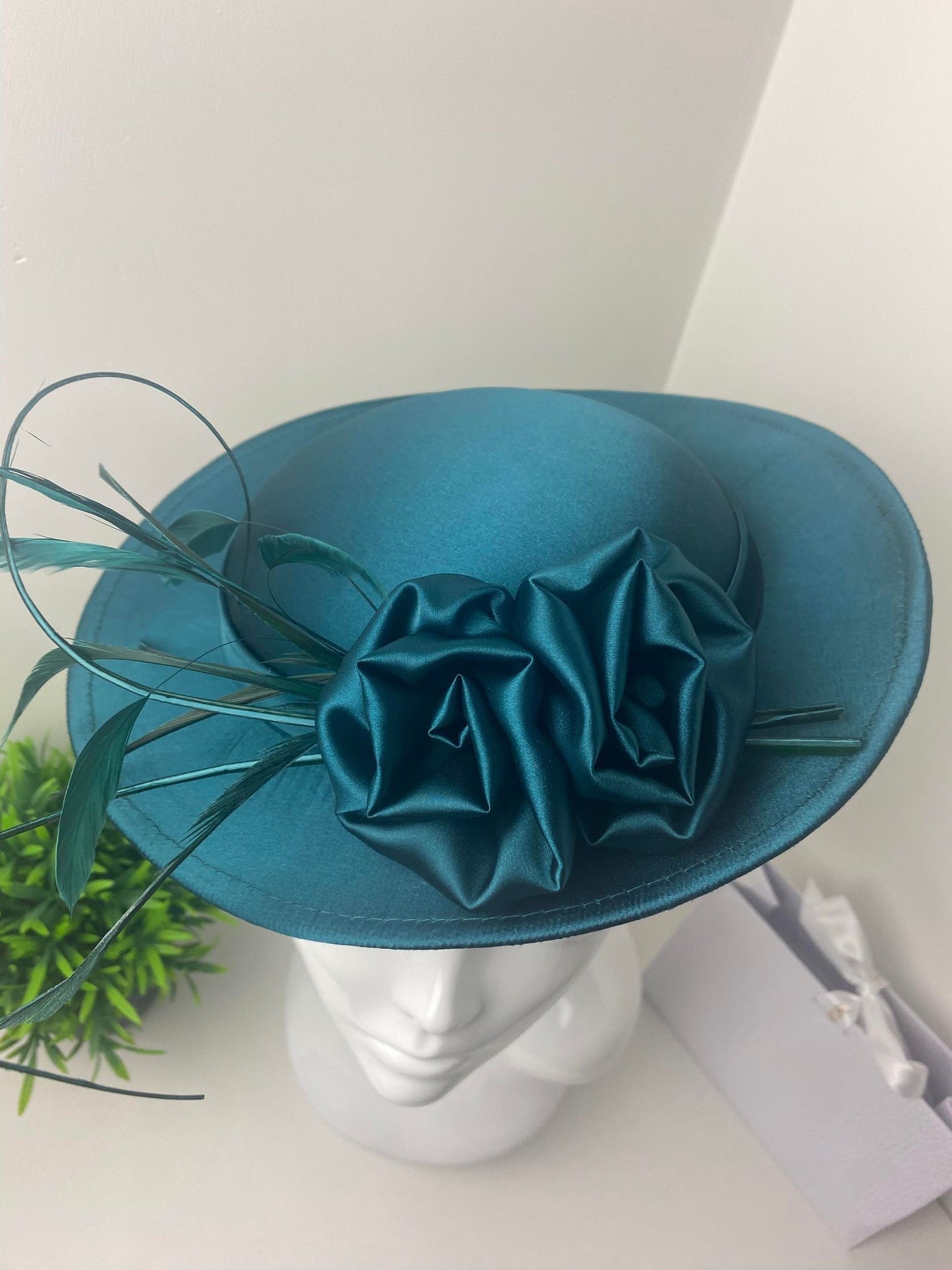 Maisey Satin Round Clip Teal Fascinator