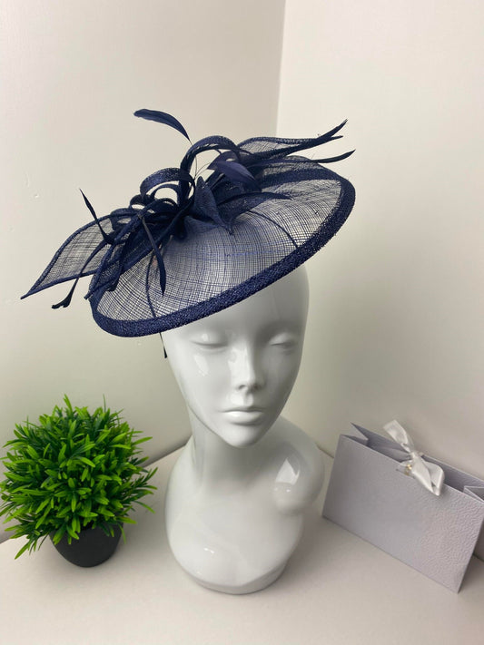 Navy Oval Disc Fascinator