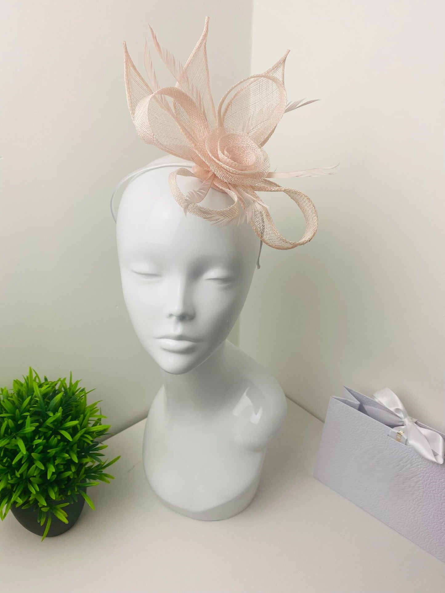 Pale Pink Sinamay Floral Fascinator