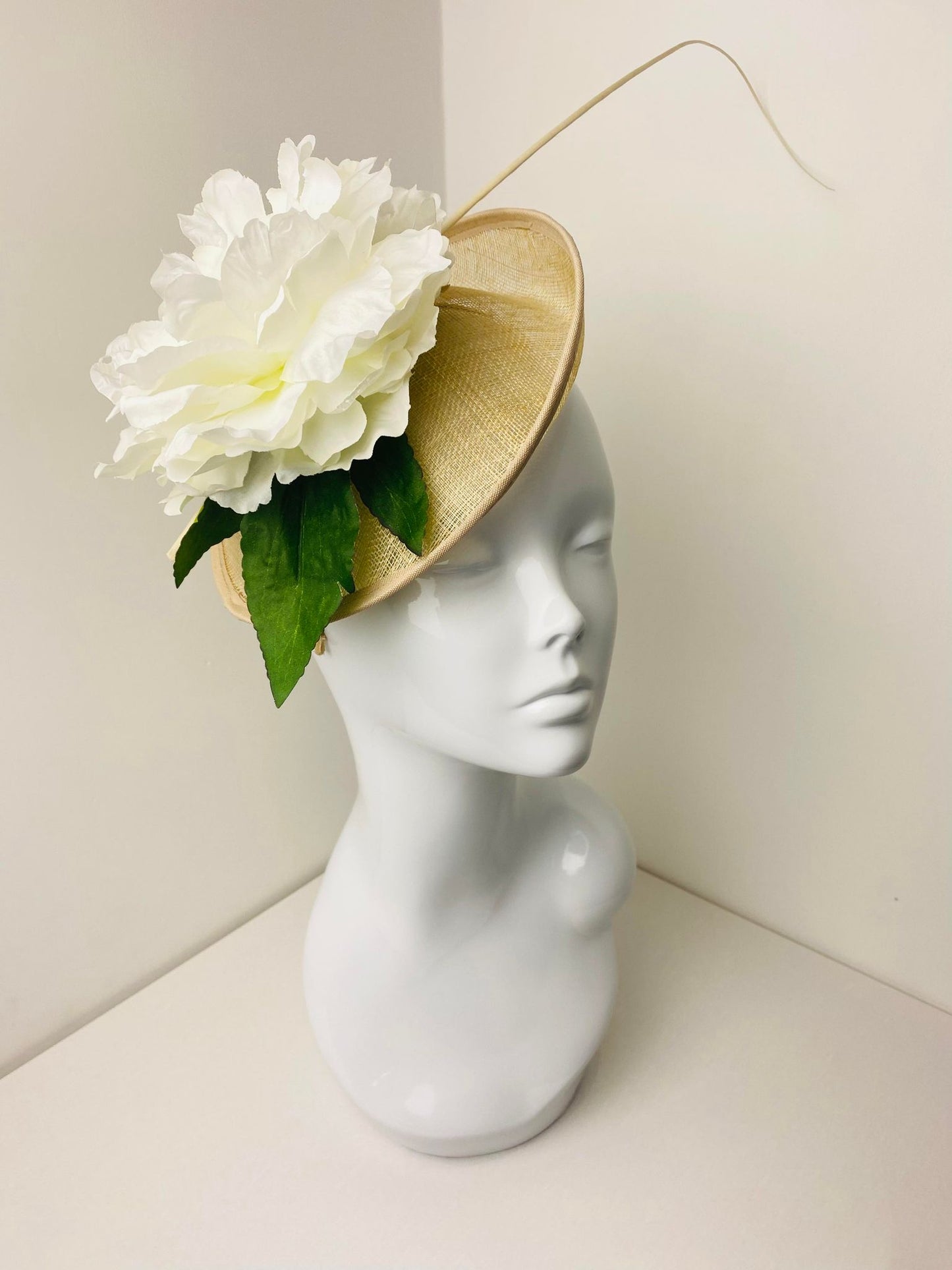 Bespoke White Peony Fascinator