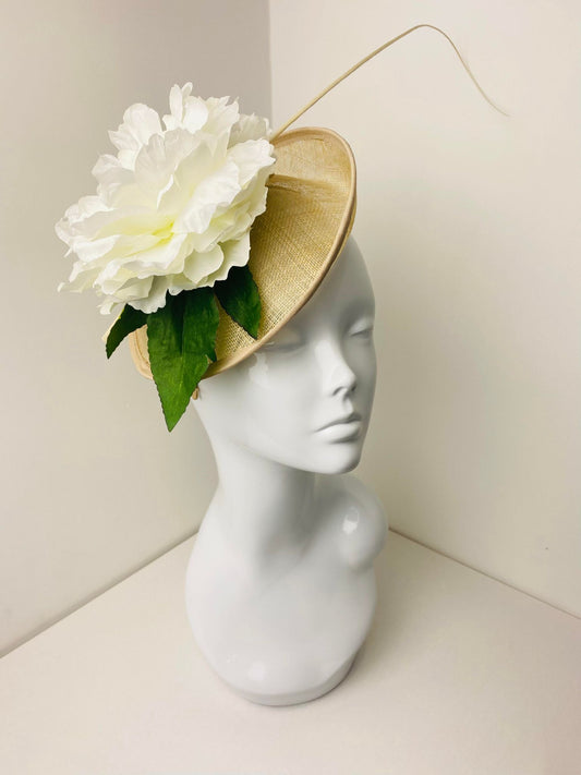 Bespoke White Peony Fascinator
