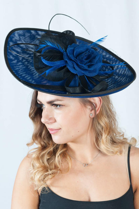 Lucia Oversized Large Blue and Black Fascinator