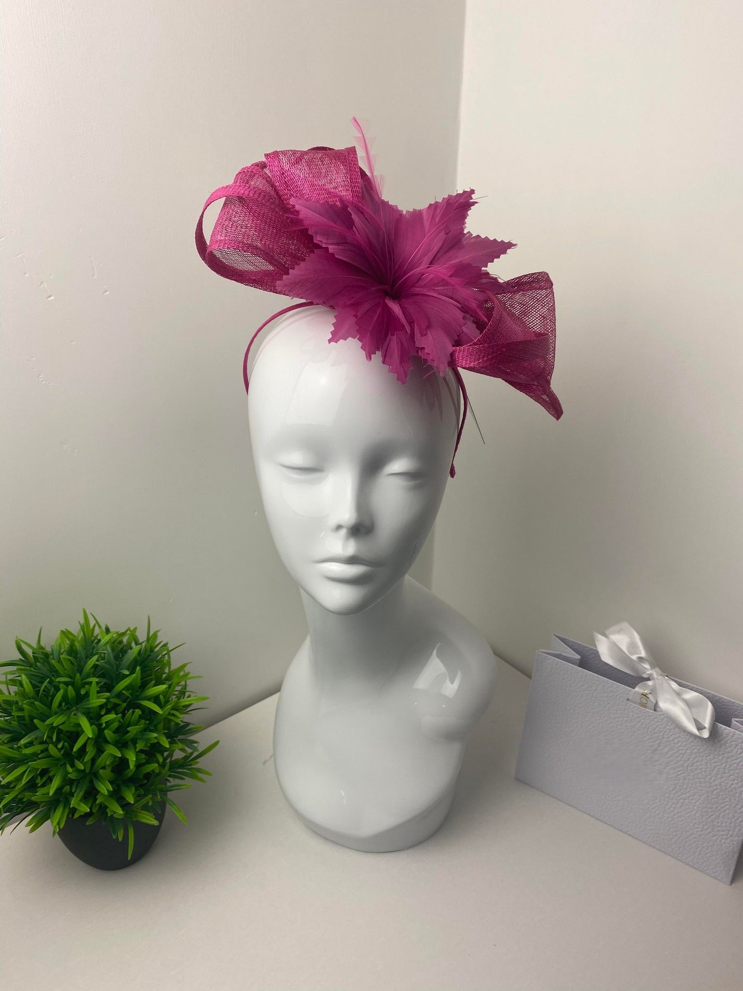 Pink Sinamay Bow Floral Fascinator