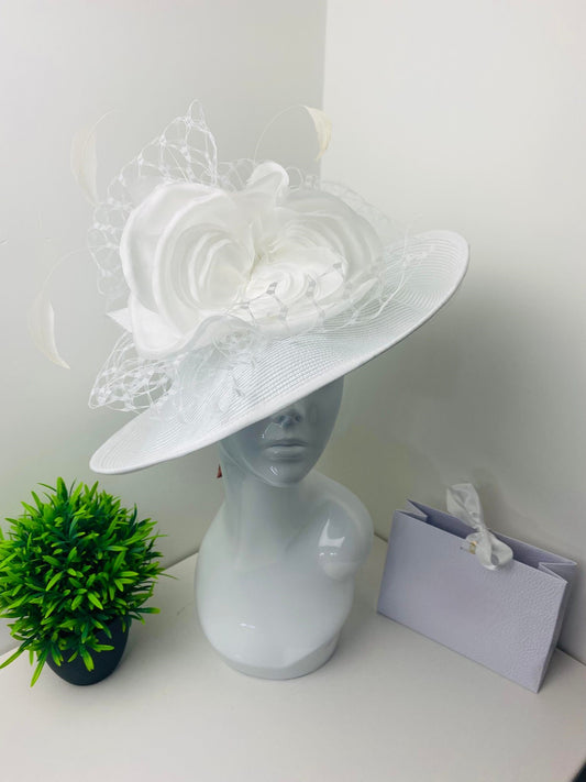 Bespoke Bright White Polybraid Occasion Hat
