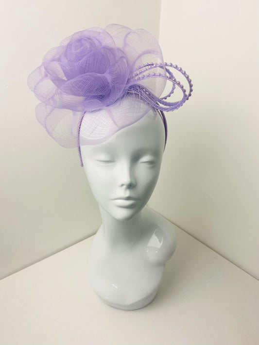 Bespoke Rose & Pearl Detail Lilac Fascinator