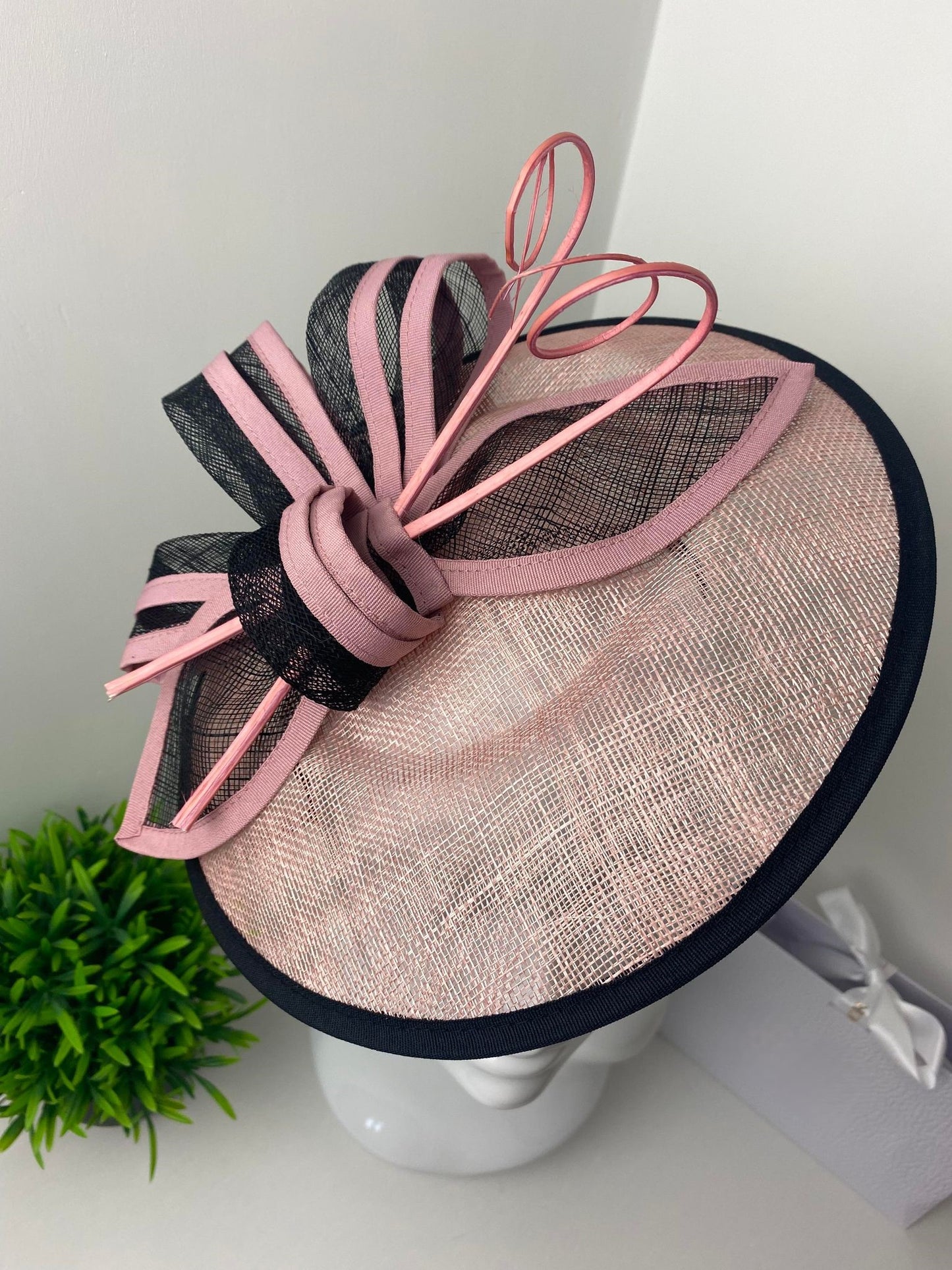 Blush Pink and Black Disc Fascinator