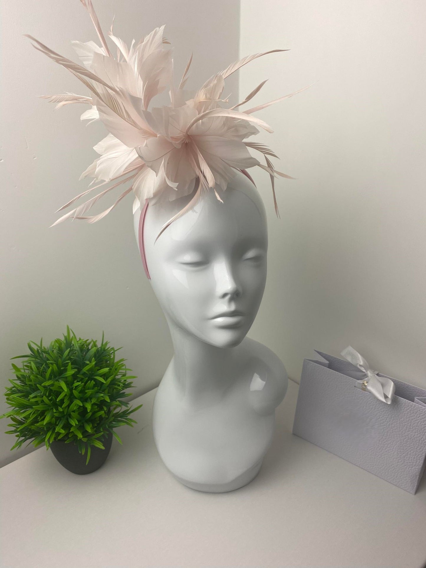 Pale Pink Feather Plume Fascinator