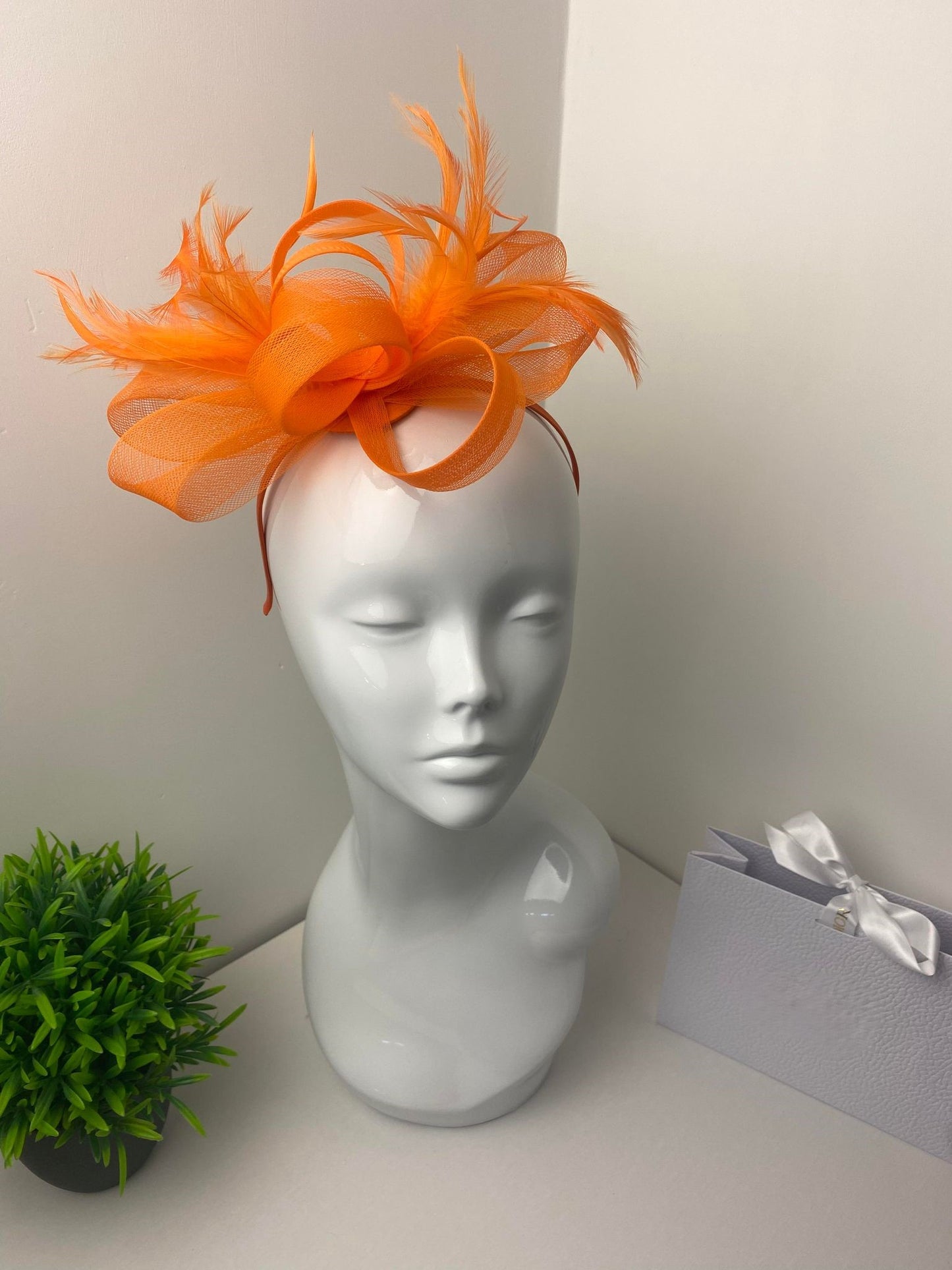 Orange Feather Loop Fascinator
