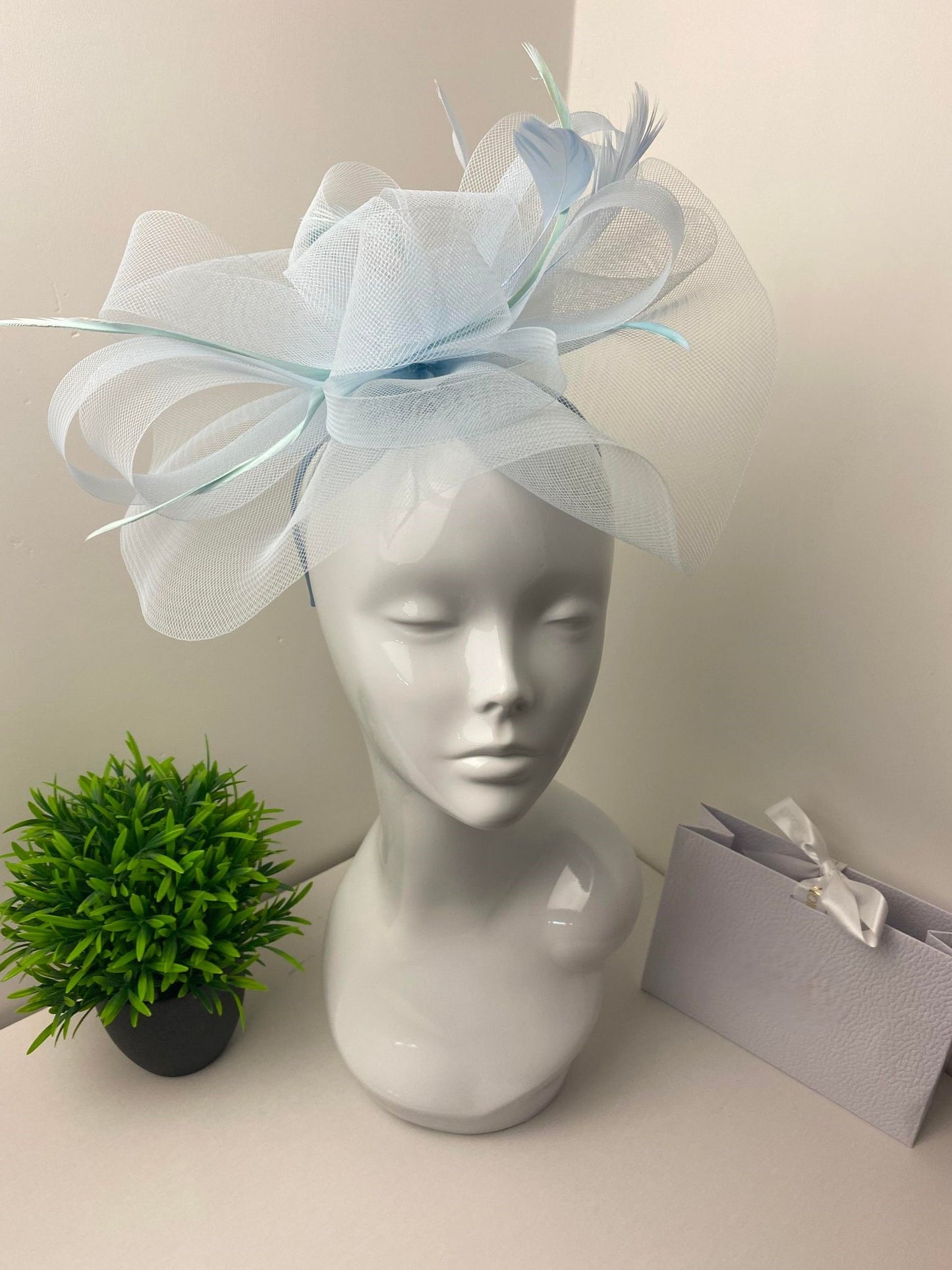 Clarissa Large Pale Blue Fascinator