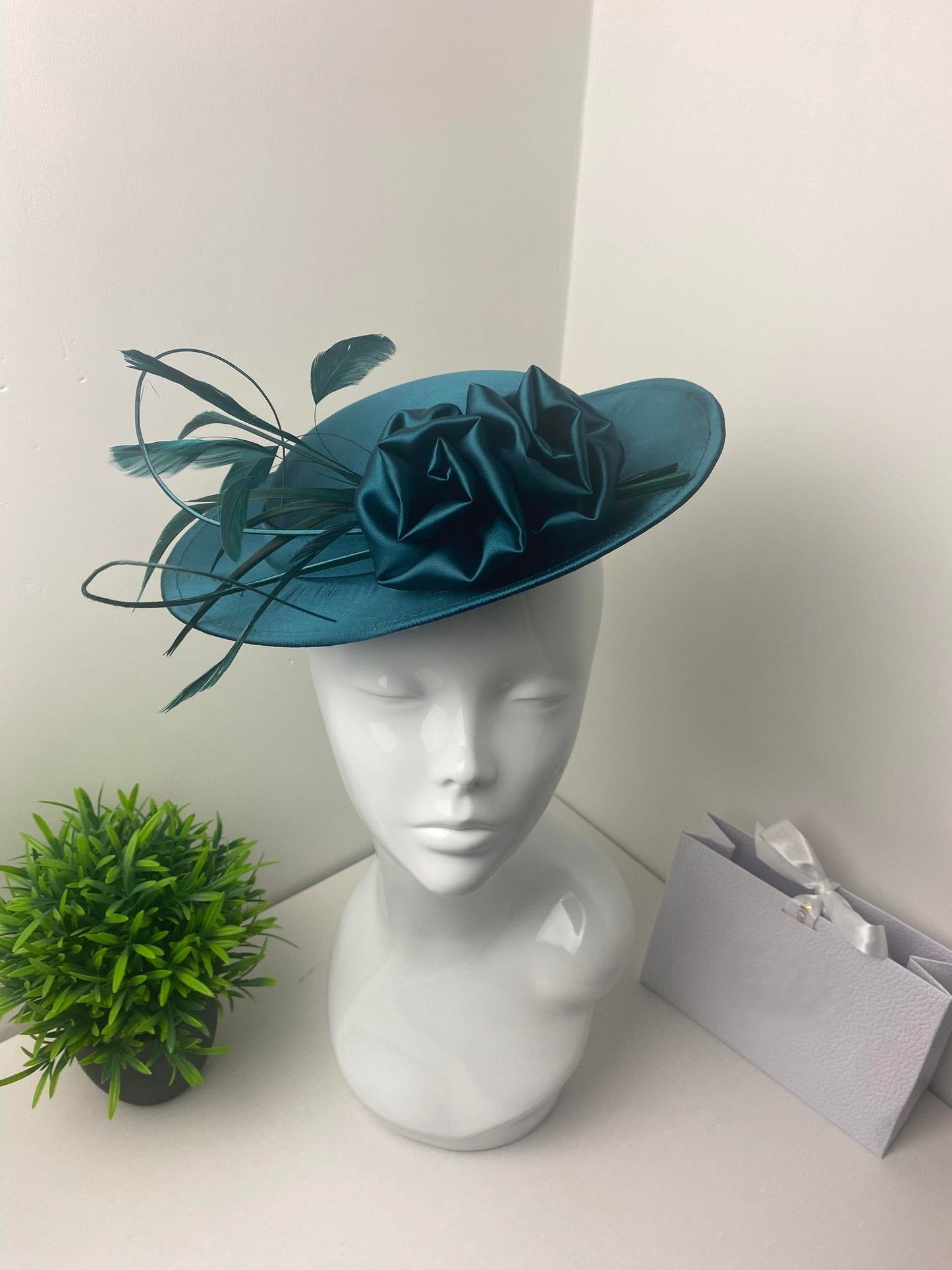 Maisey Satin Round Clip Teal Fascinator