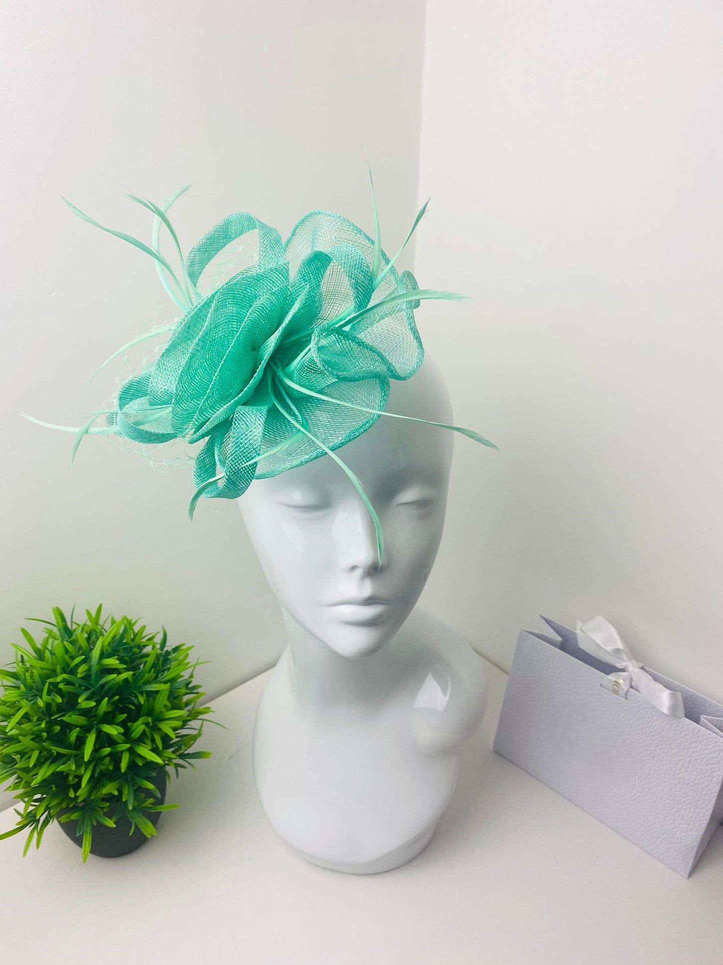 Mint Green Ruffle Comb Fascinator