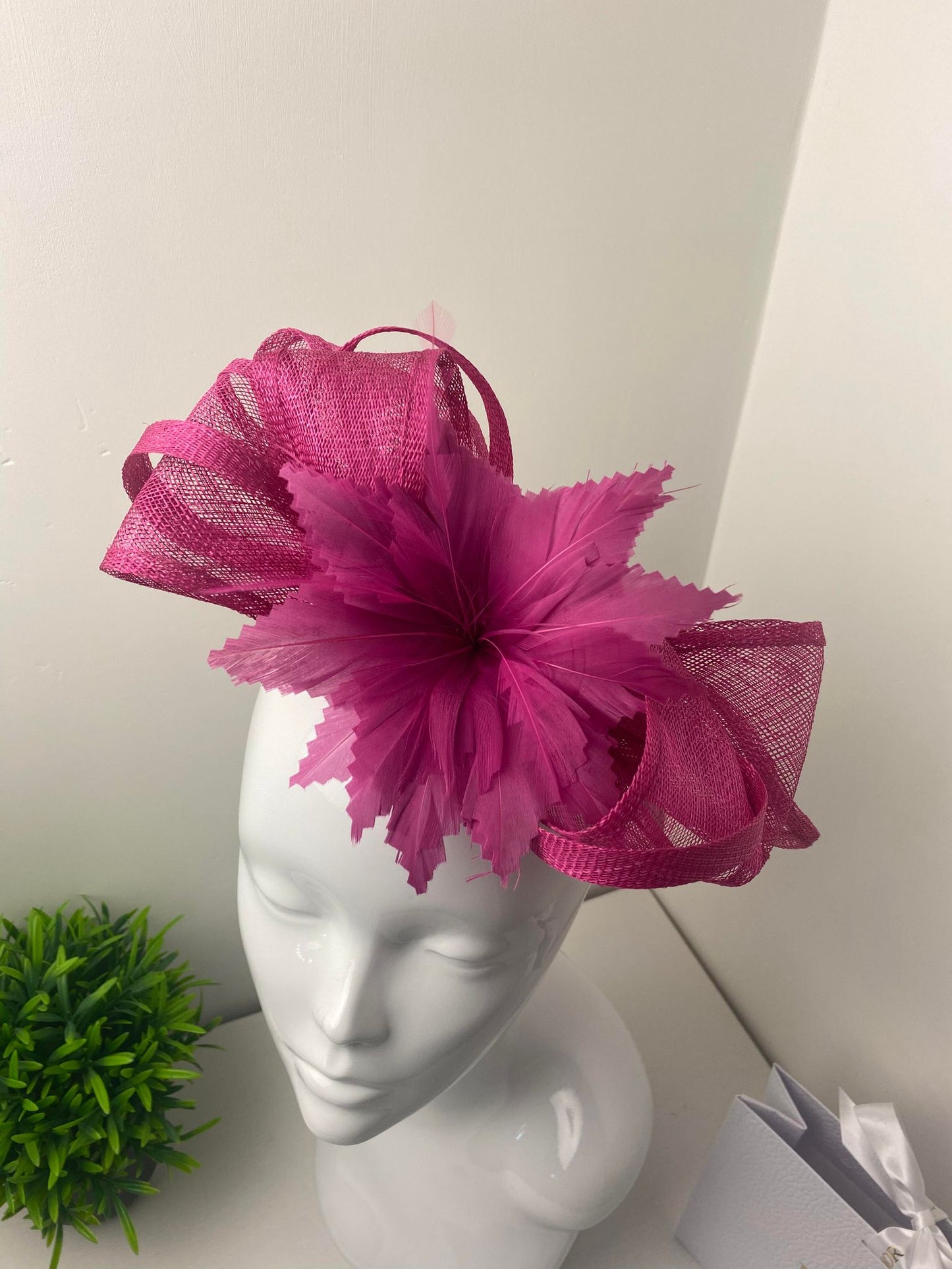 Pink Sinamay Bow Floral Fascinator