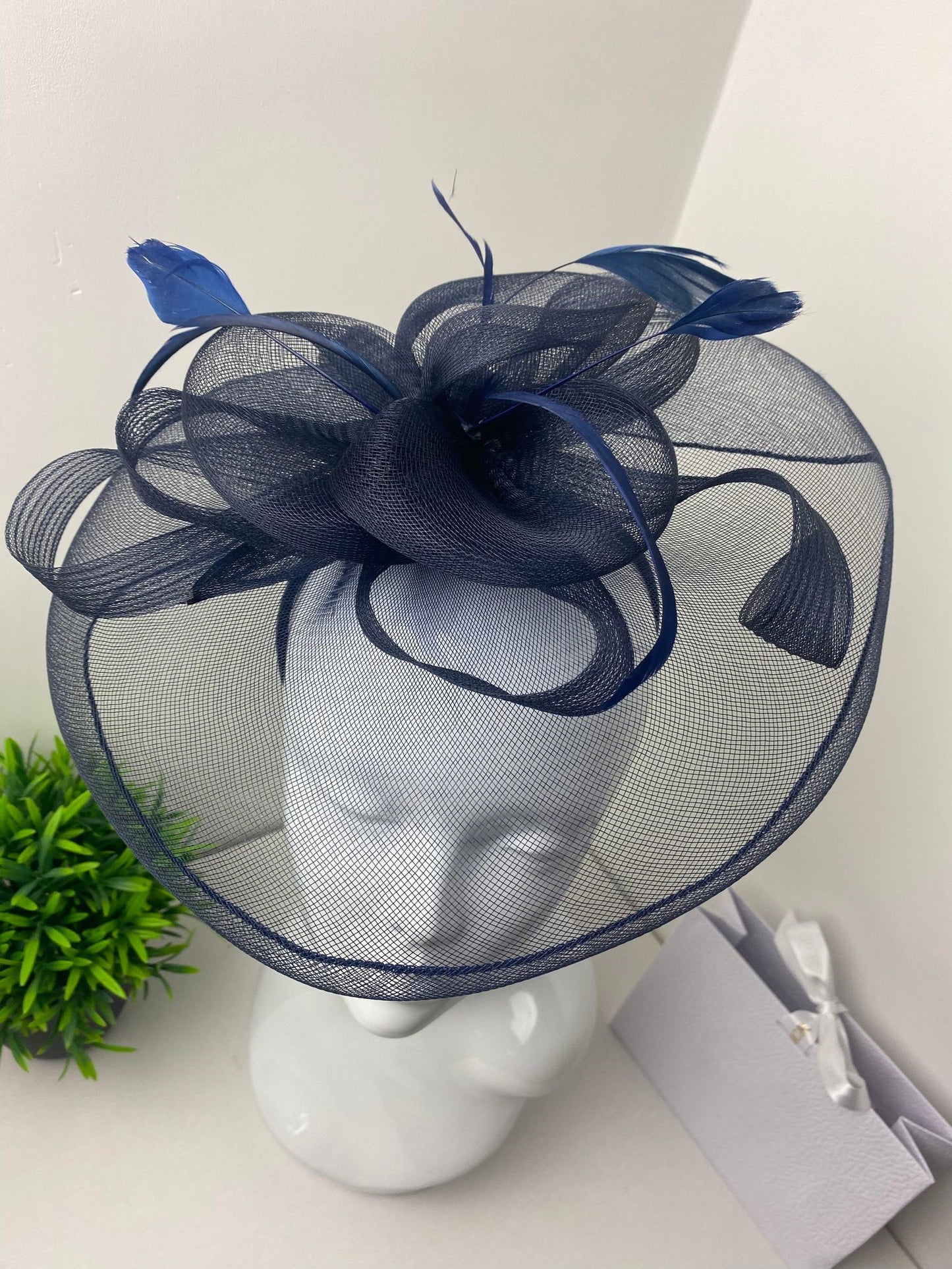 Navy Blue Veil Fascinator
