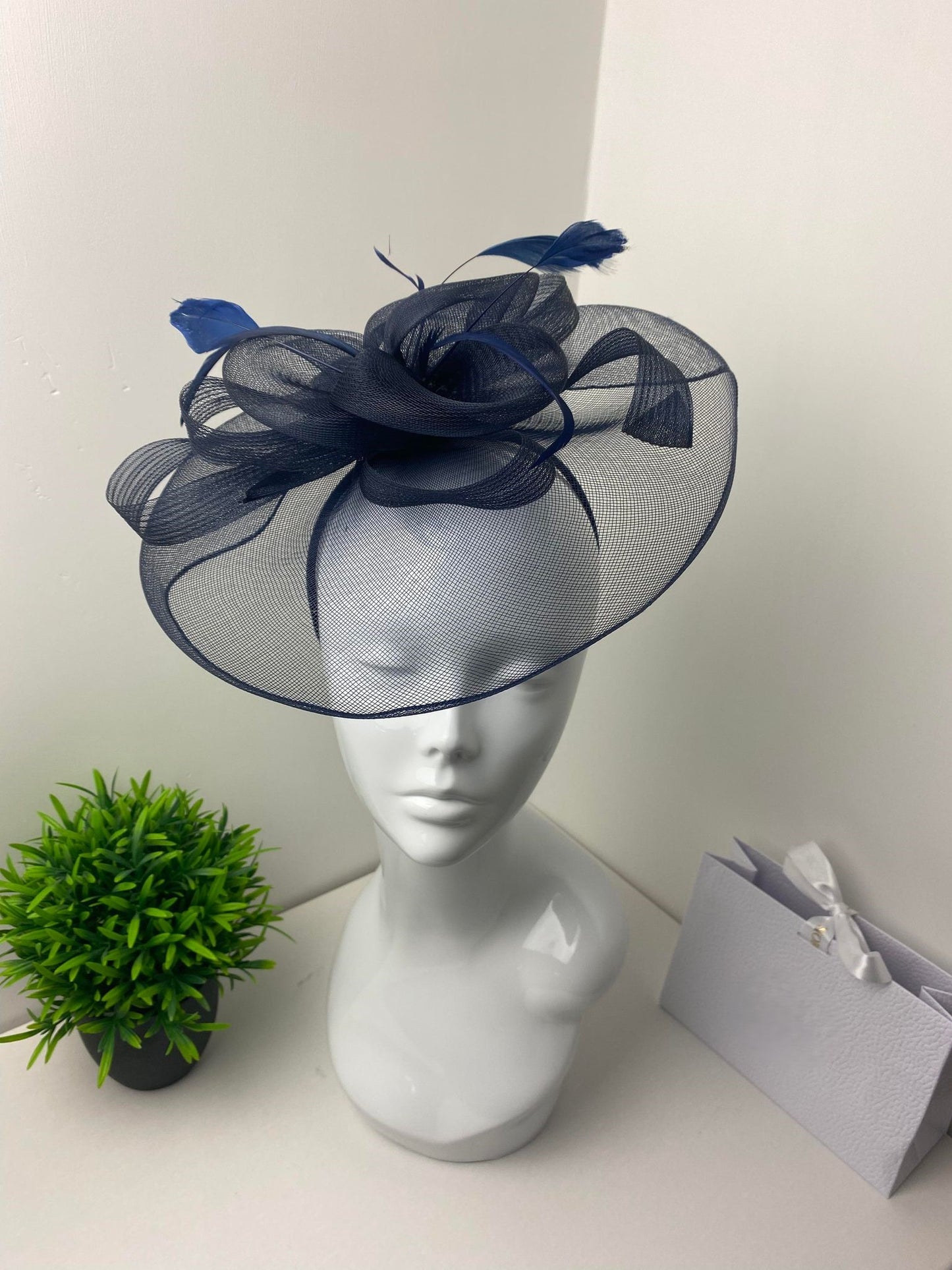 Navy Blue Veil Fascinator
