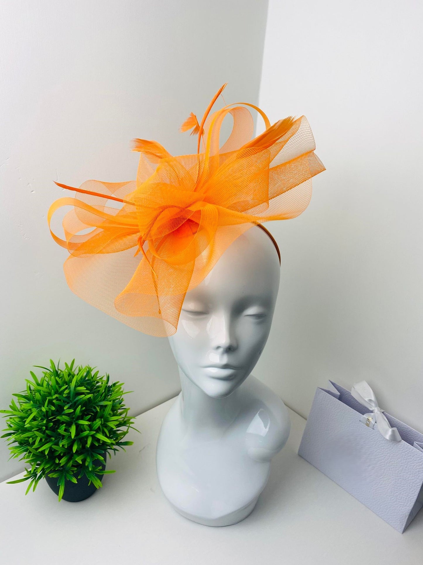 Clarissa Bright Orange Fascinator