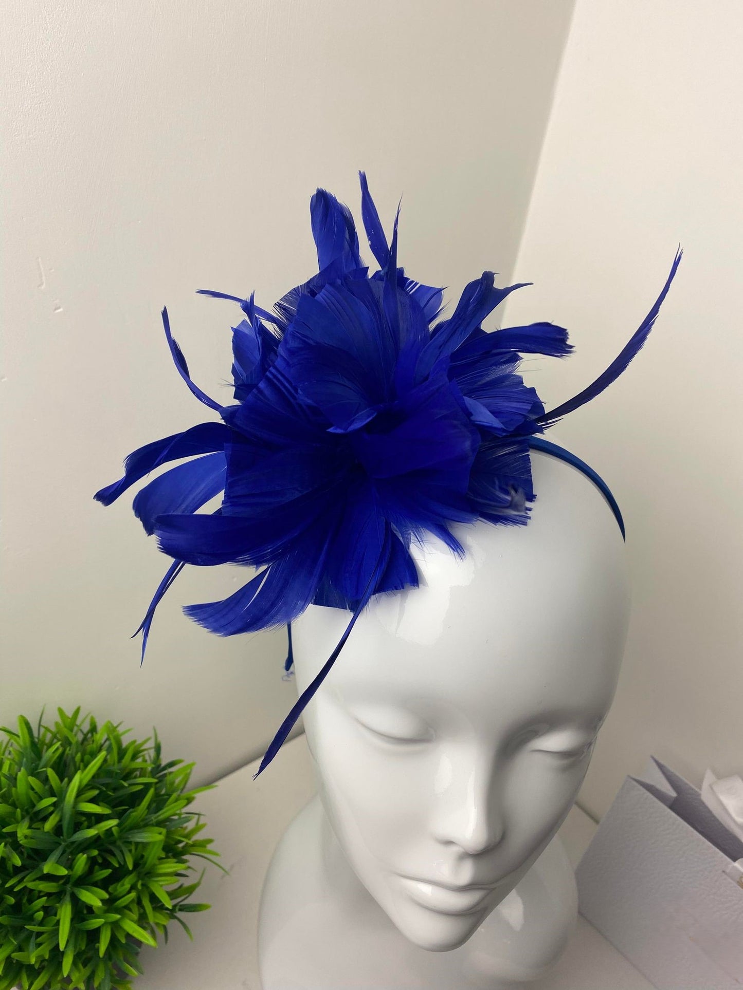 Royal Blue Feather Plume Fascinator